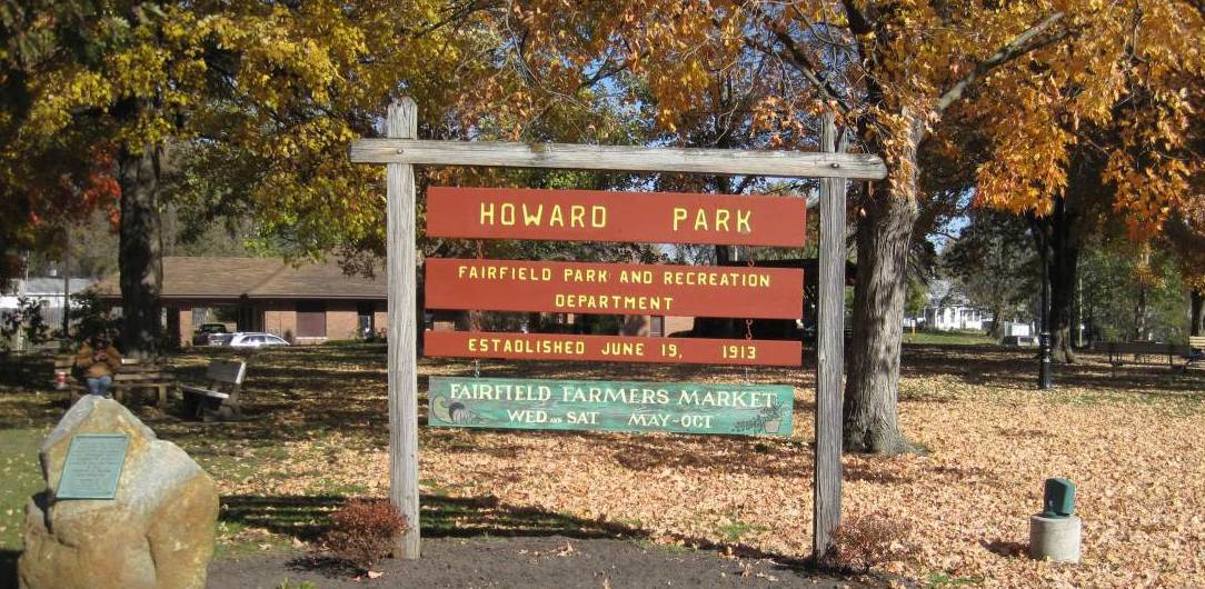 Howard Park Sign, with the retired BNSF train station in the background.